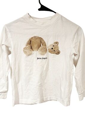 Palm Angels Kill Teddy Logo T-Shirt White Long Sleeve Size 8